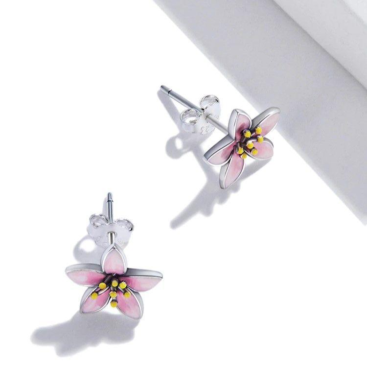 Aros Plata 925 Flor de Cerezo-2