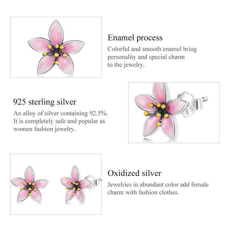 Aros Plata 925 Flor de Cerezo-3