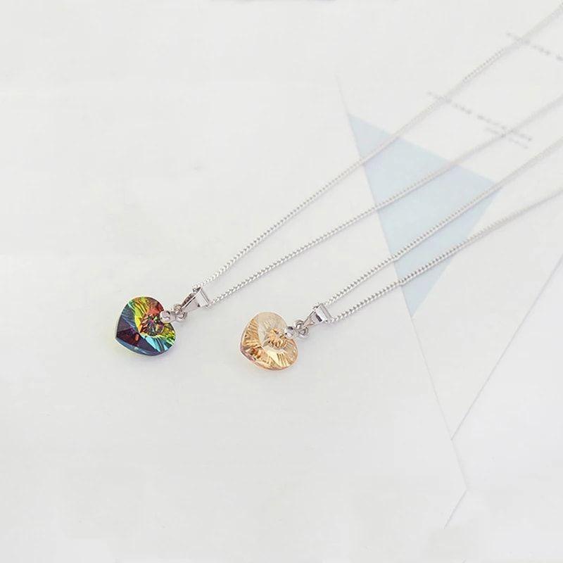 Collar Colgante Cristal Azul Plateado -2