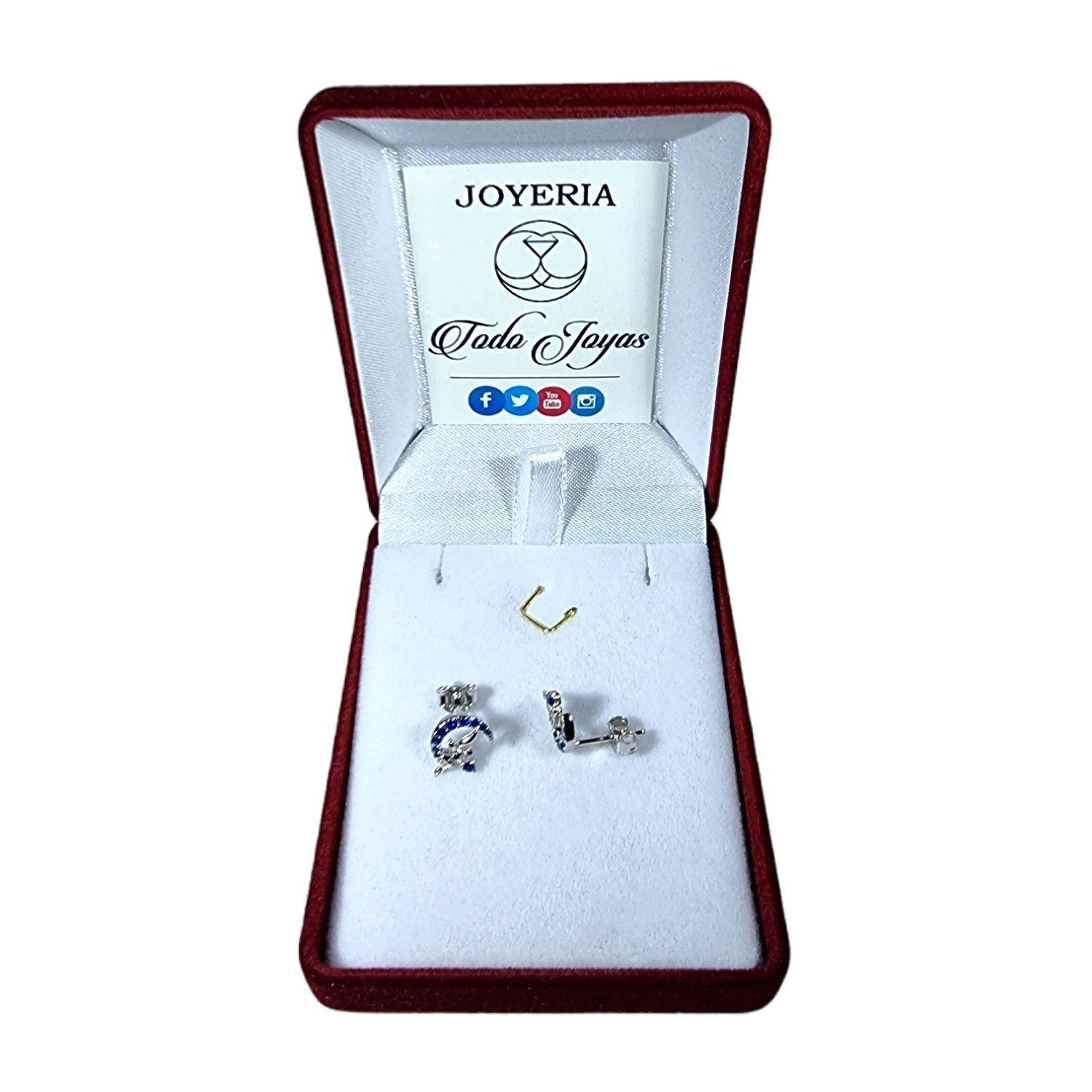 Aros Plata 925 Hada en Luna Azul-3