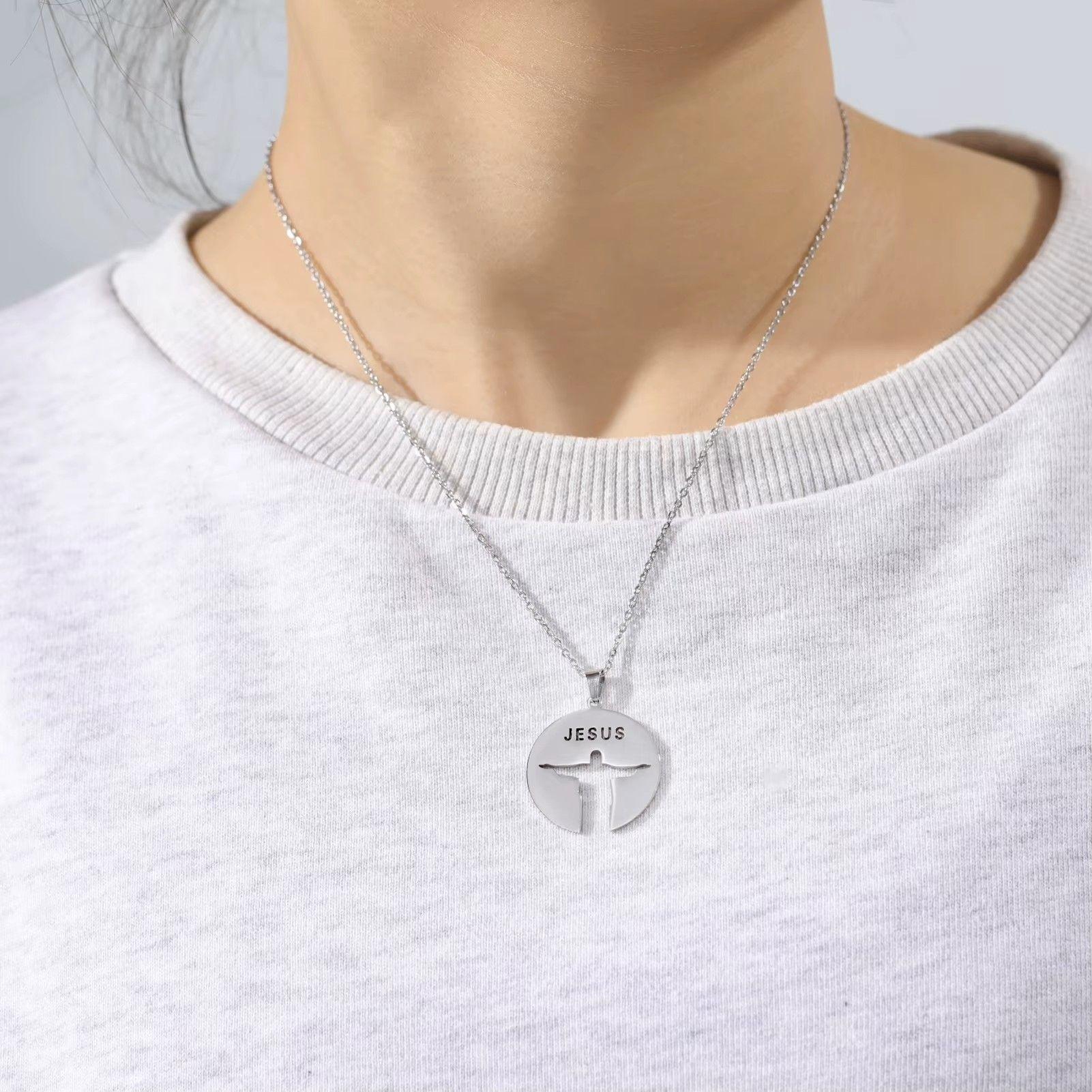 Collar Jesús Cristo Redentor Acero Plateado-4