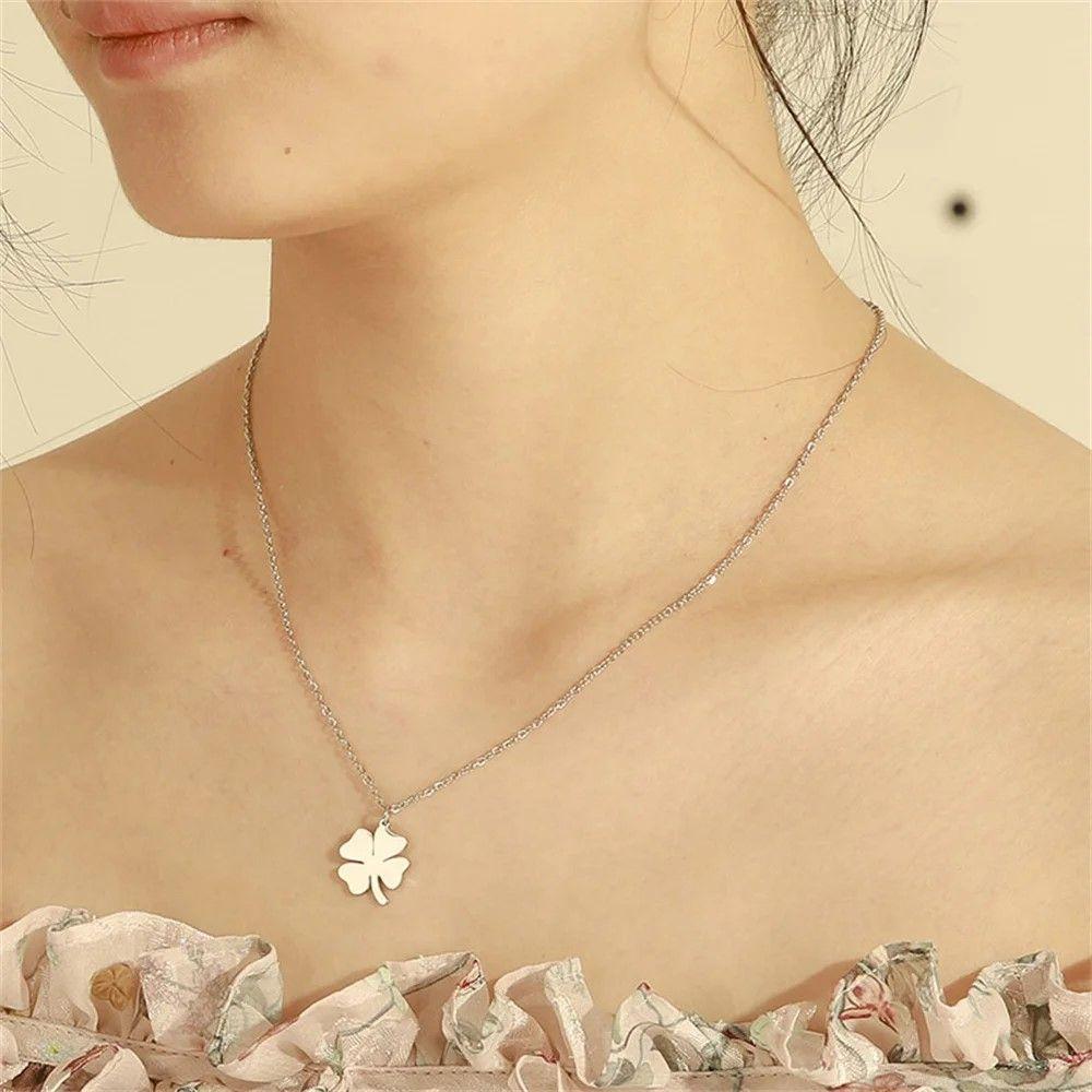 Colgante Collar trébol 4 Hojas 1097 Acero Plateado-2