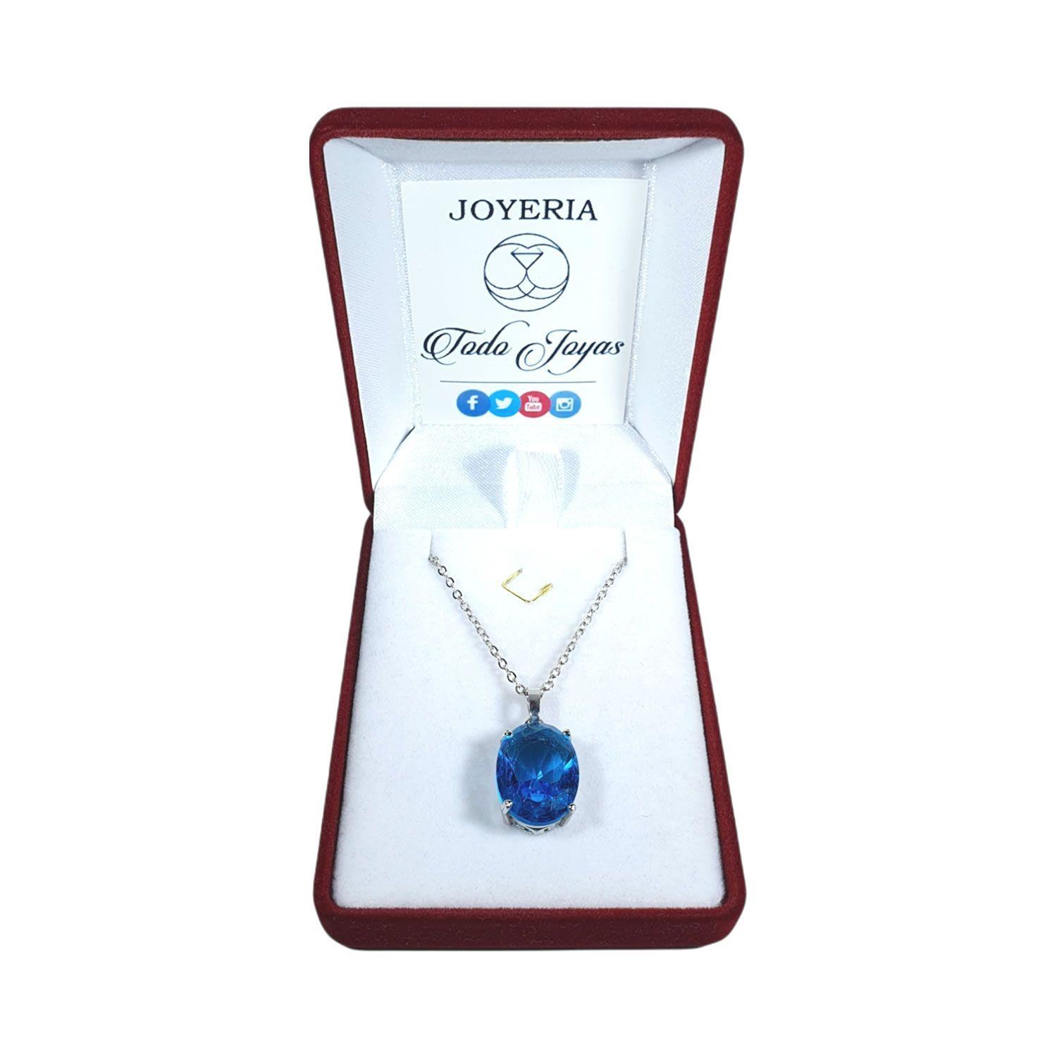 Collar Cristal Ovalo Azul-1