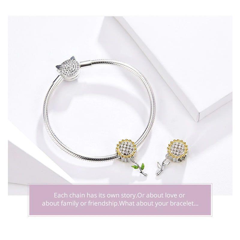 Charm Dije Plata 925 Flor Girasol-3