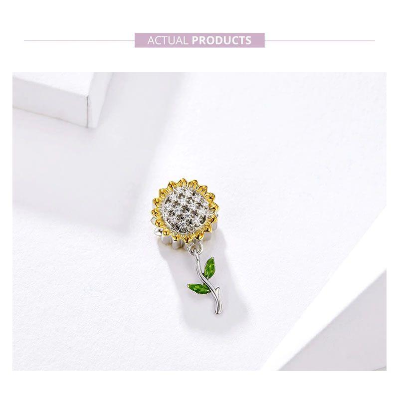 Charm Dije Plata 925 Flor Girasol-4