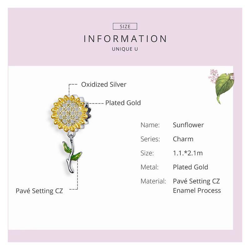 Charm Dije Plata 925 Flor Girasol-2