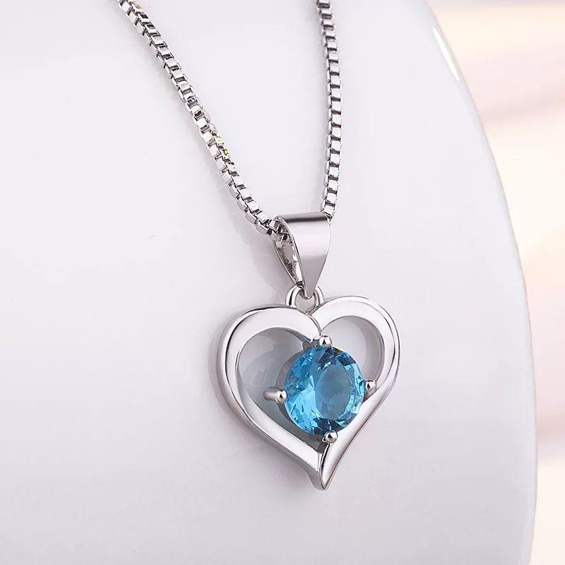 Collar Corazon Elegante Azul-4