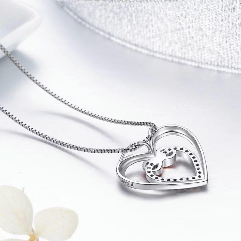 Collar Plata 925 Doble Corazon Infinito-4