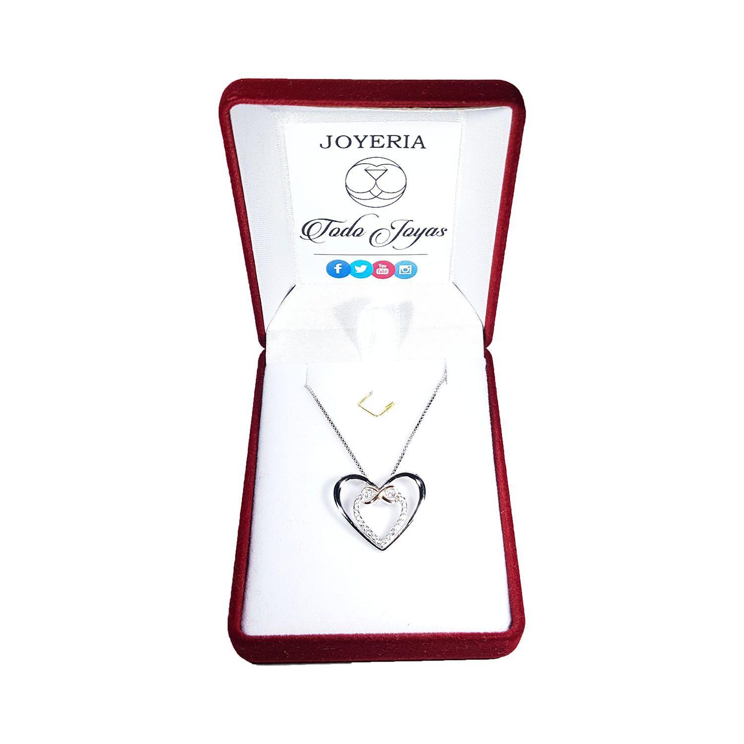 Collar Plata 925 Doble Corazon Infinito-2