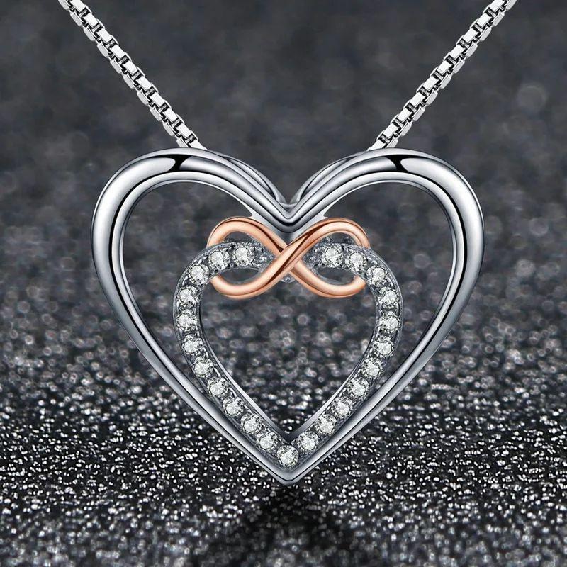 Collar Plata 925 Doble Corazon Infinito-6