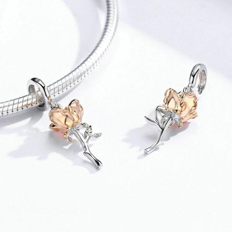 Charm Dije Plata 925 Rosa Dorada-2