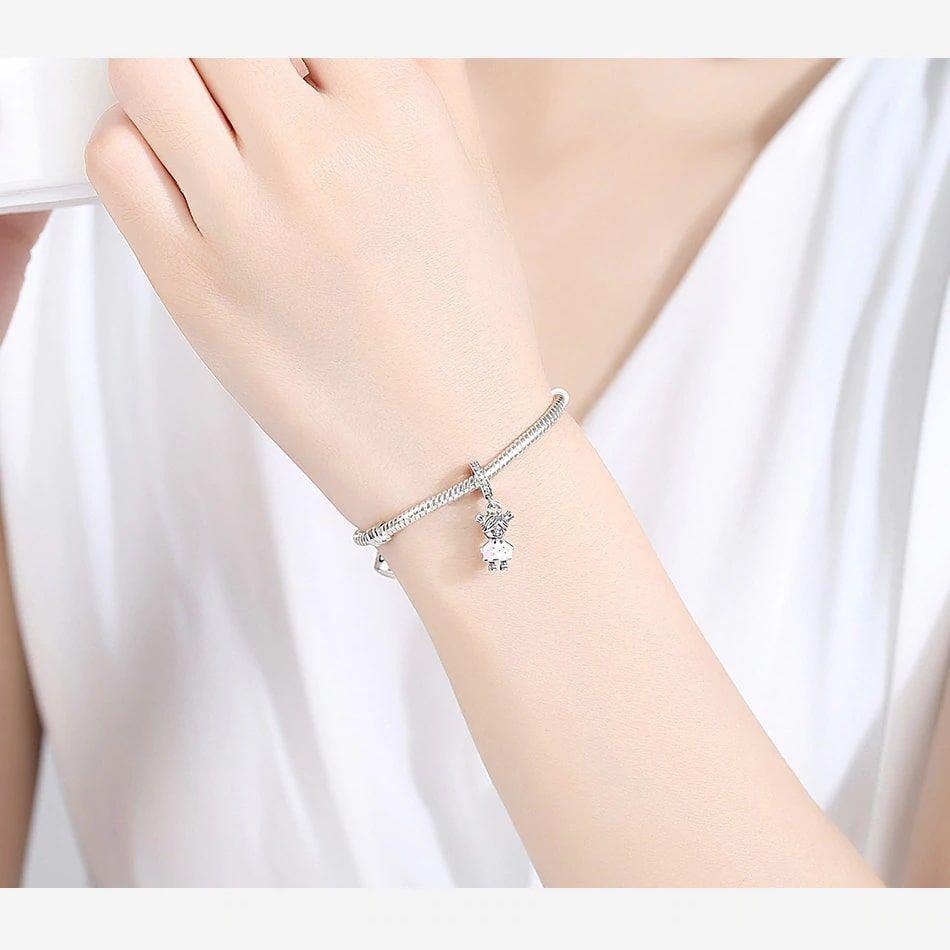 Charm Dije Plata 925 Niña Hija Rosa-2