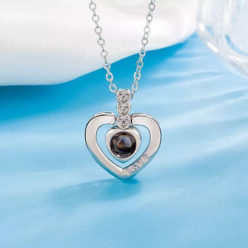Collar Corazon Te Amo en 100 Idiomas Love Plateado-4