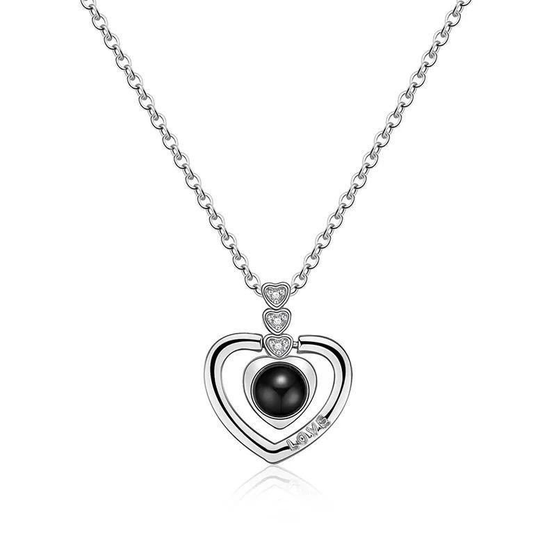 Collar Corazon Te Amo en 100 Idiomas Love Plateado-0
