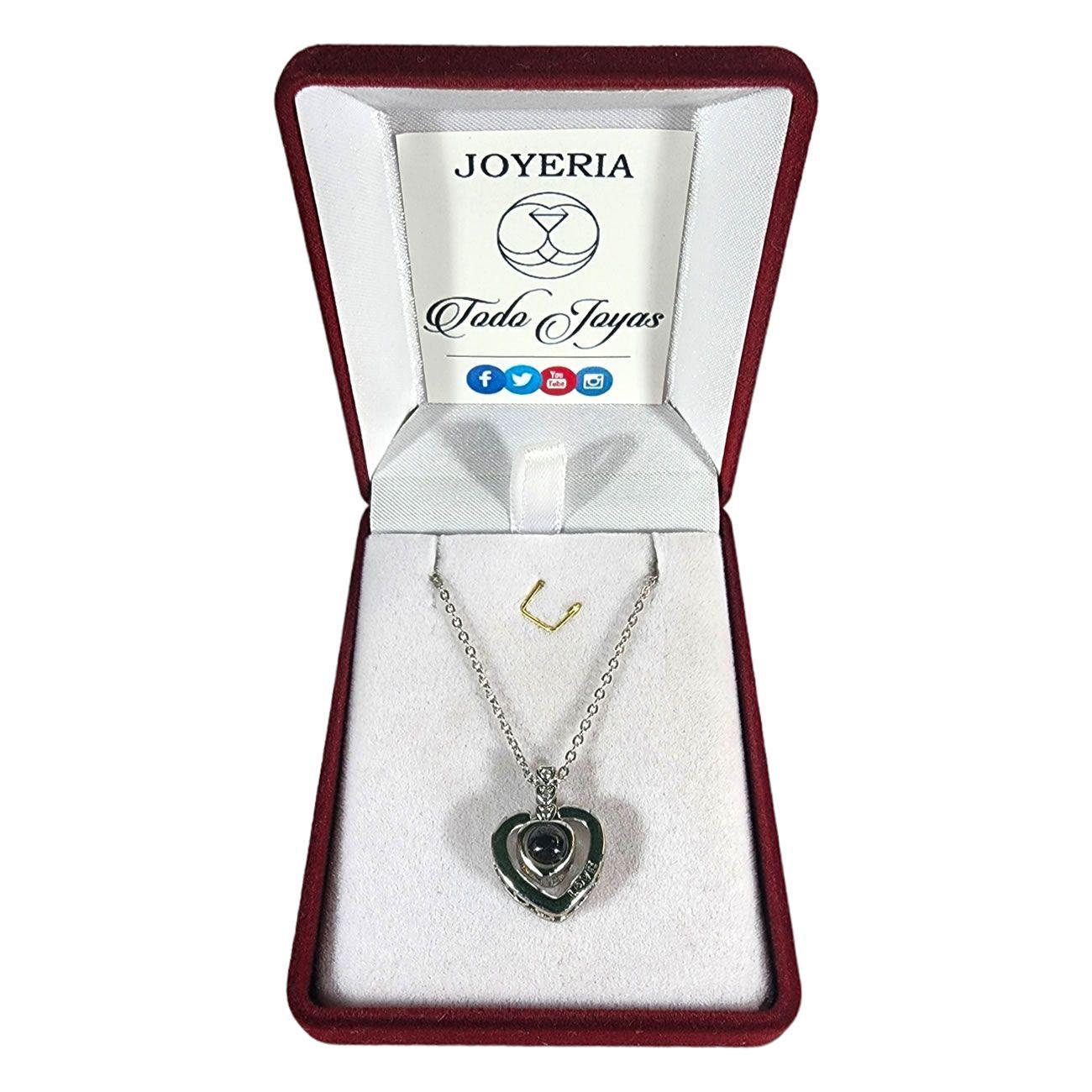 Collar Corazon Te Amo en 100 Idiomas Love Plateado-1