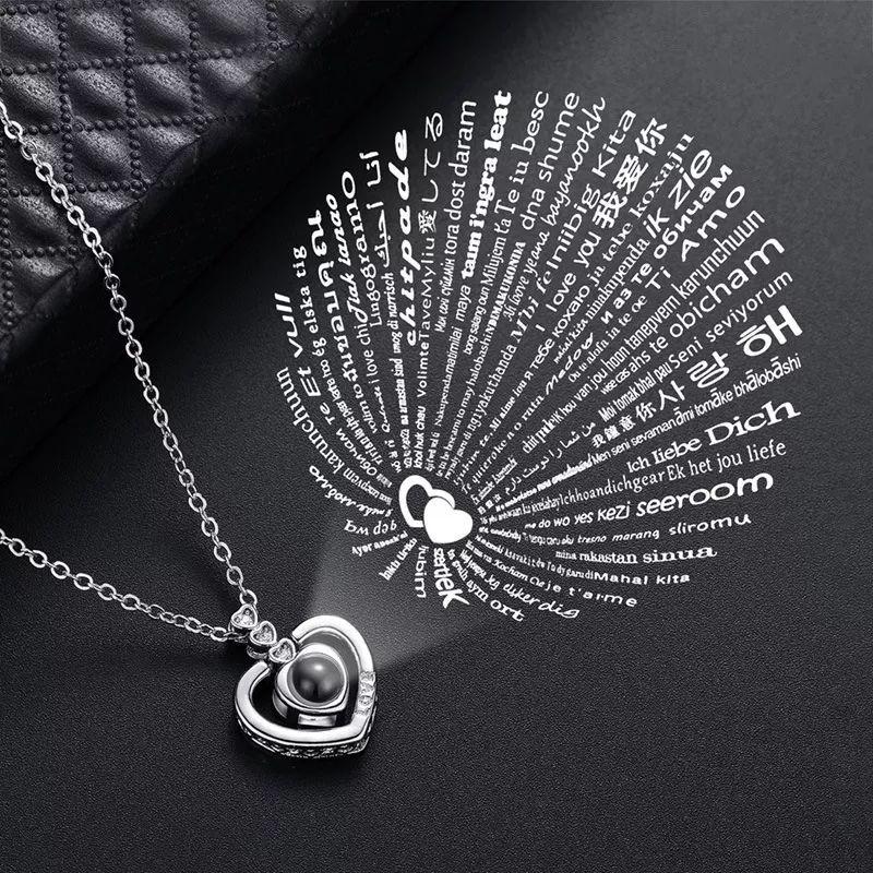 Collar Corazon Te Amo en 100 Idiomas Love Plateado-5