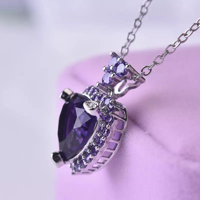 Collar Corazon Cristal Morado-3