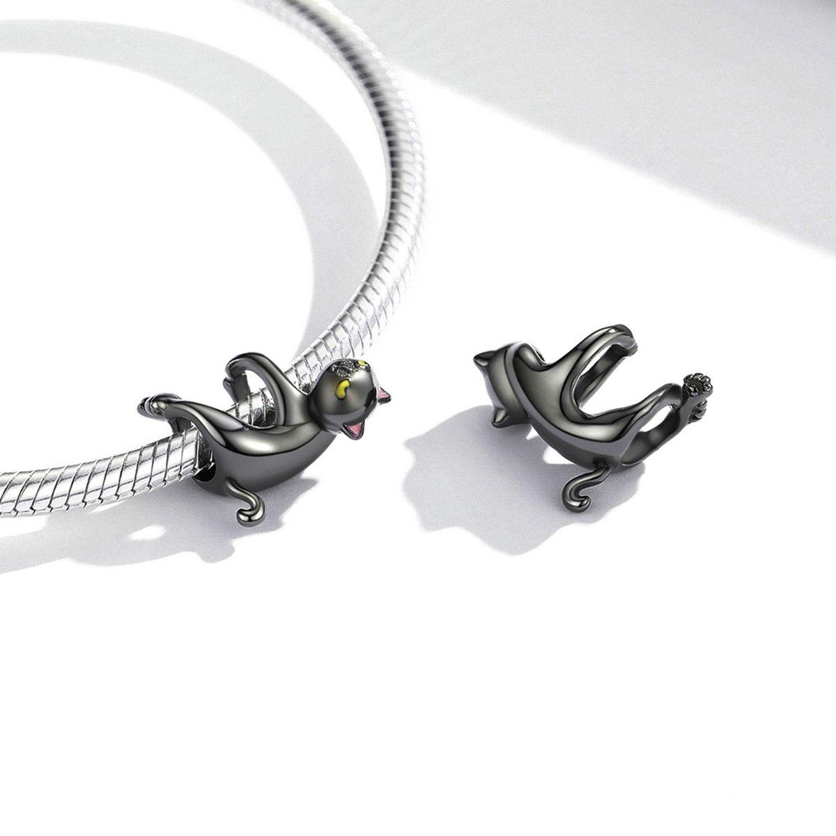 Charm Dije Plata 925 Gato Negro Colgante-3
