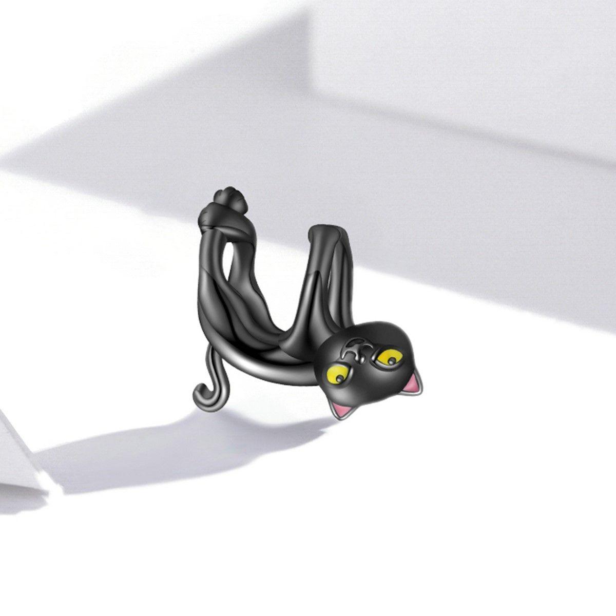 Charm Dije Plata 925 Gato Negro Colgante-4