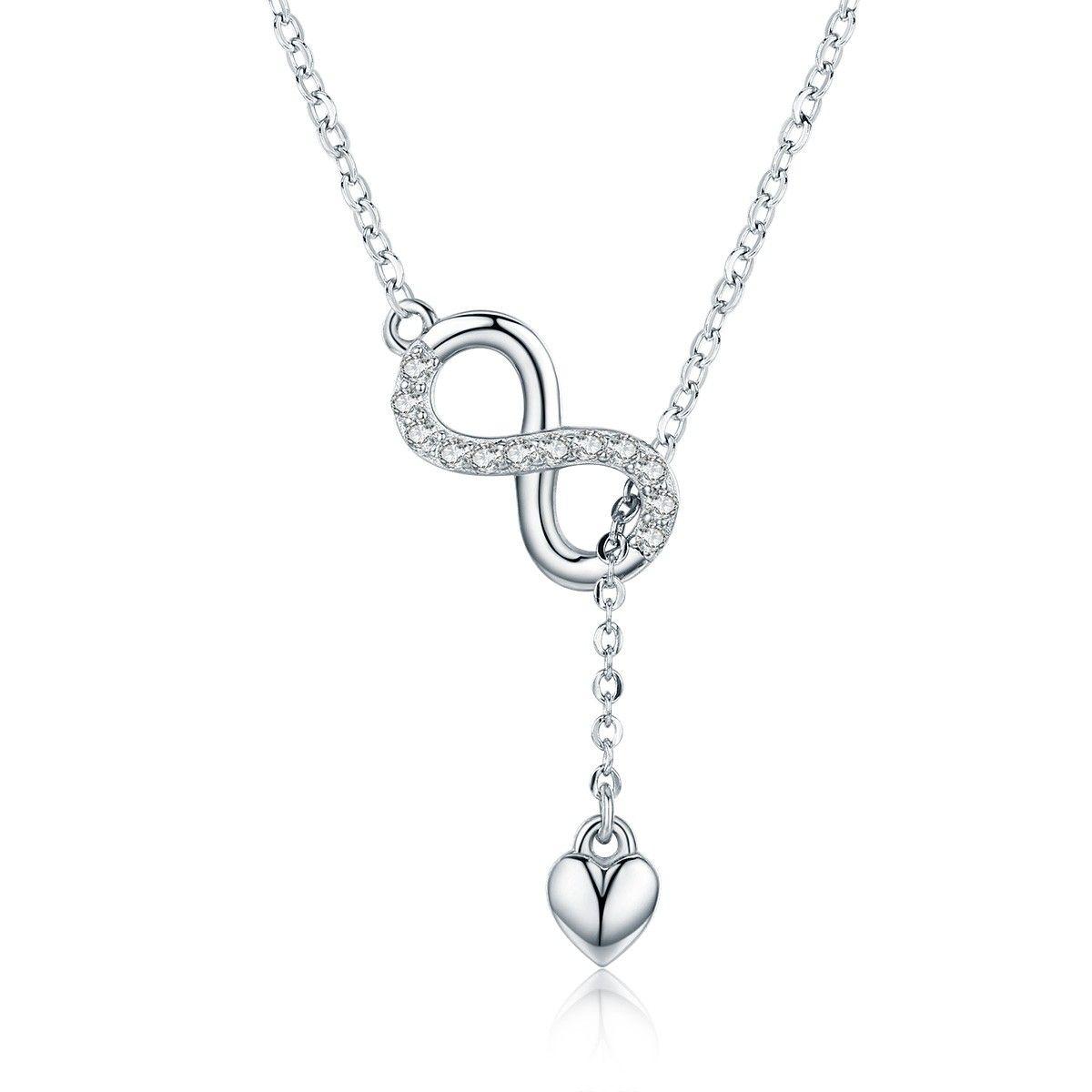 Collar Plata 925 Infinito y Corazón Plateado-0