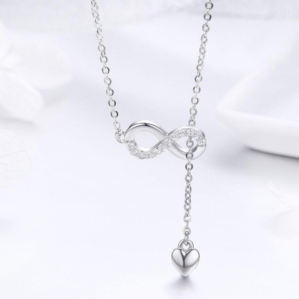 Collar Plata 925 Infinito y Corazón Plateado-1