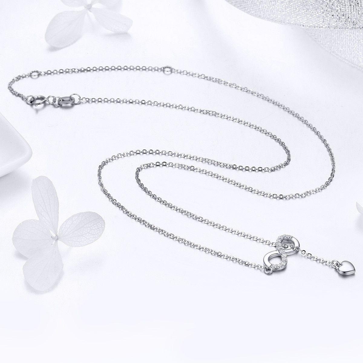 Collar Plata 925 Infinito y Corazón Plateado-2