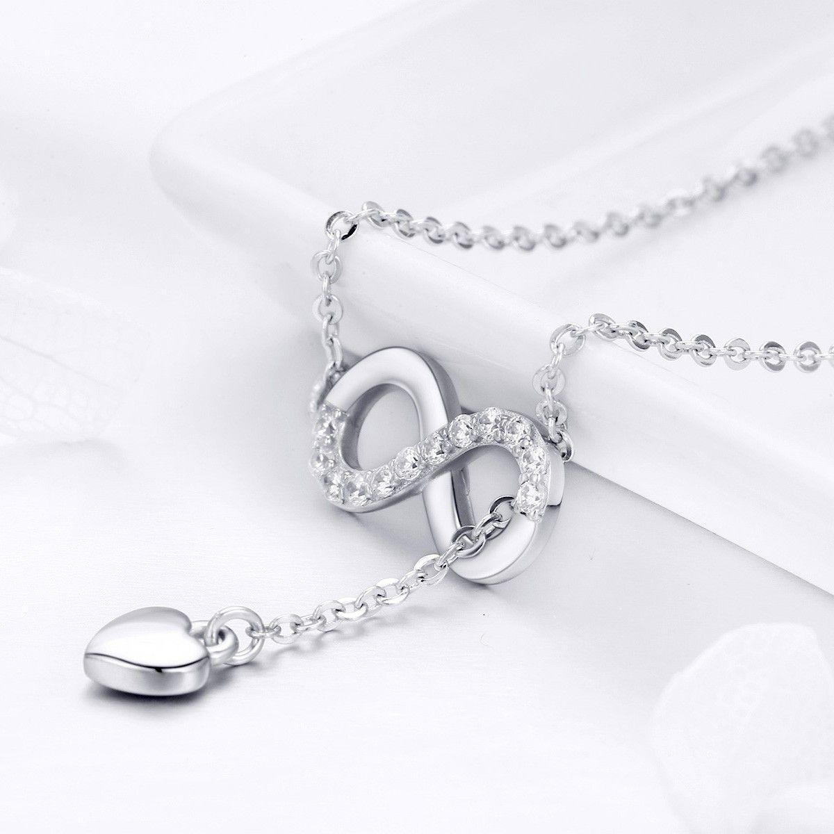 Collar Plata 925 Infinito y Corazón Plateado-3