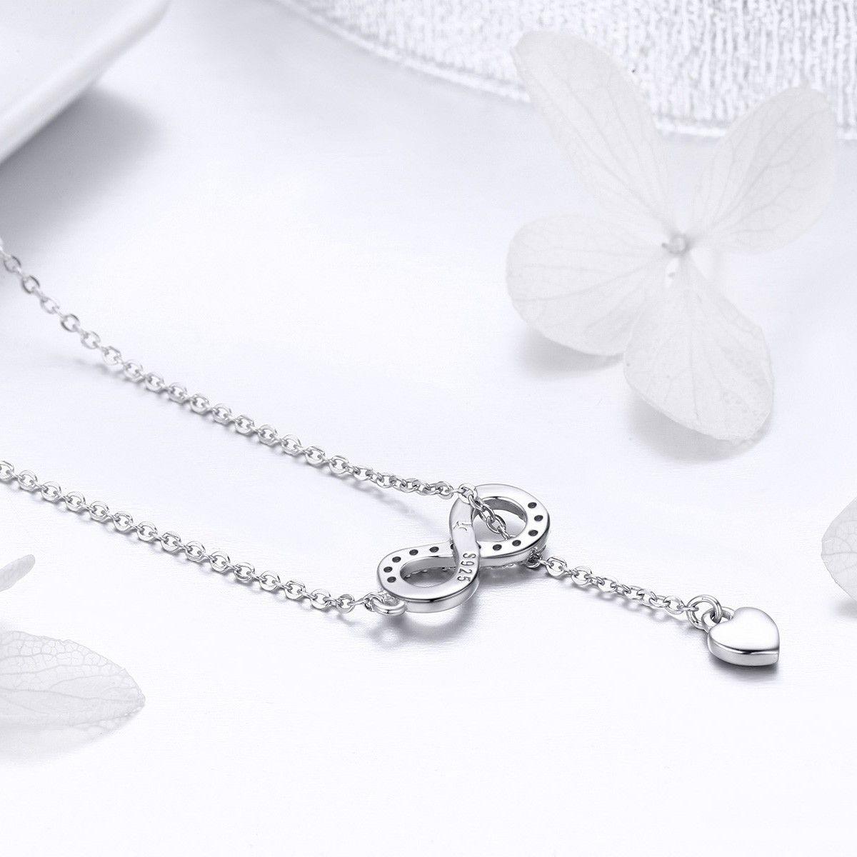 Collar Plata 925 Infinito y Corazón Plateado-4