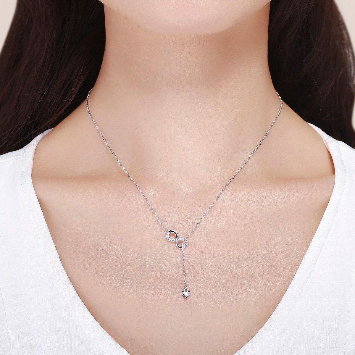Collar Plata 925 Infinito y Corazón Plateado-5