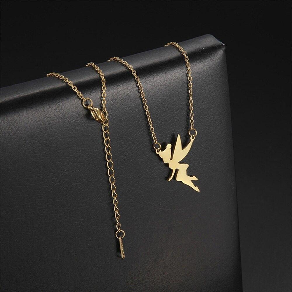 Colgante Collar Hada Acero Dorado-3