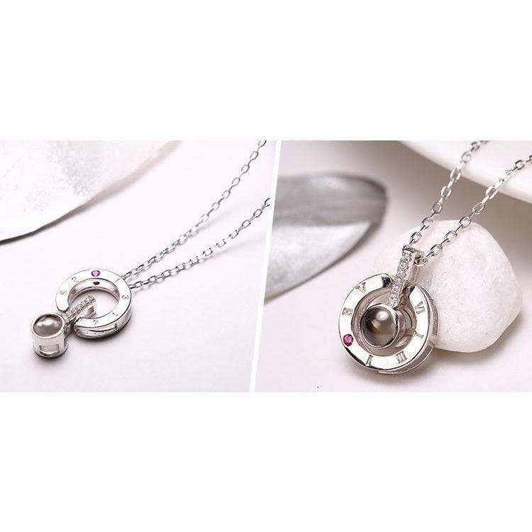 Collar Colgante Te Amo en 100 Idiomas Plateado-4
