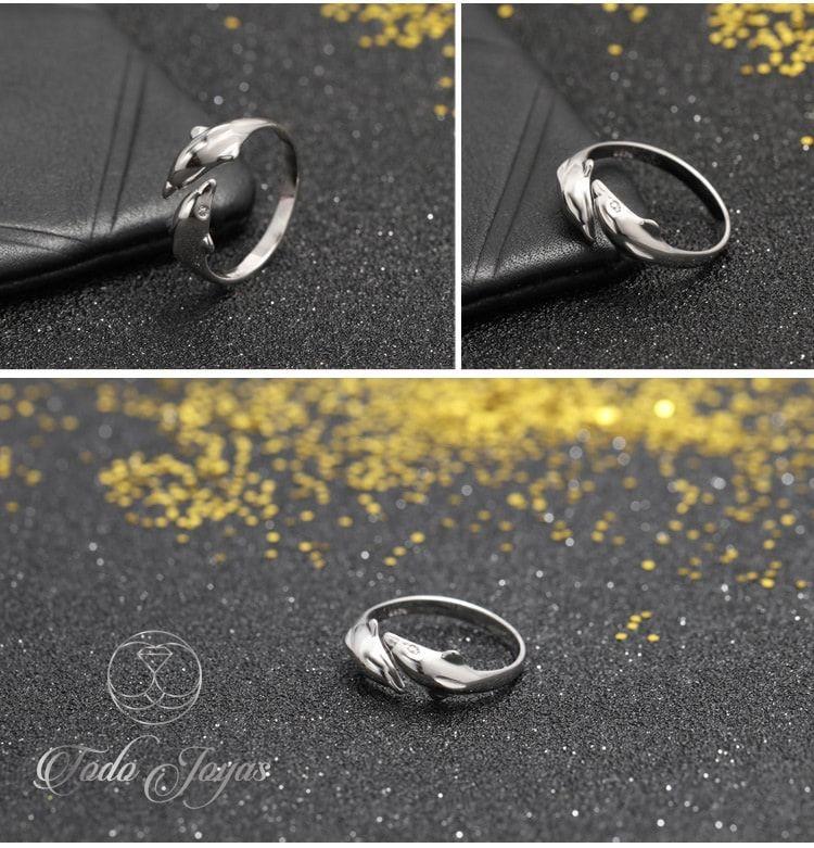 Anillo Delfines Plateado-2