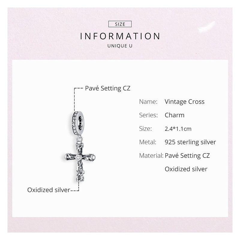 Charm Dije Plata 925 Cruz Vintage-5