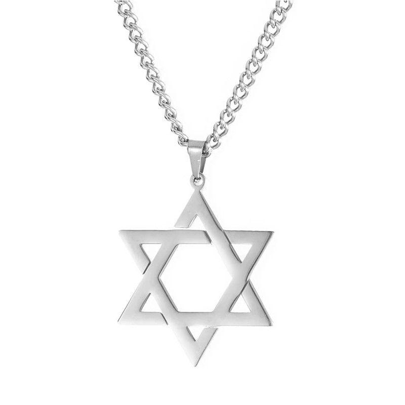 Colgante Collar Estrella David Acero Plateado-0