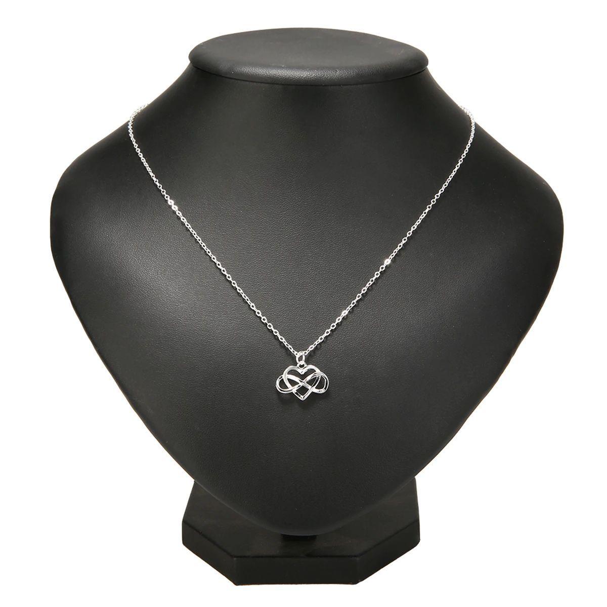 Collar Corazon Infinito Amor Plateado-4