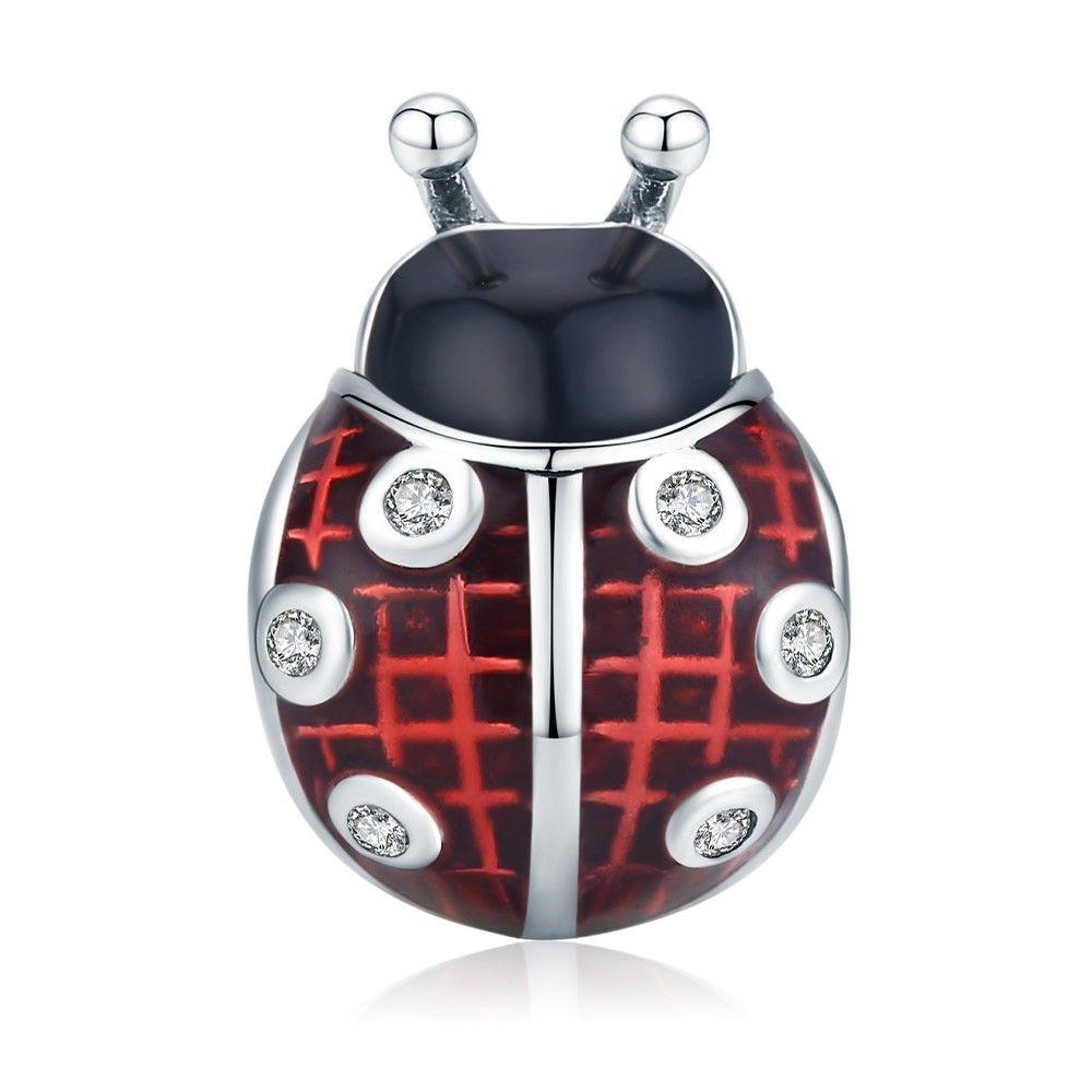 Charm Dije Plata 925 Mariquita Roja con Negro-0