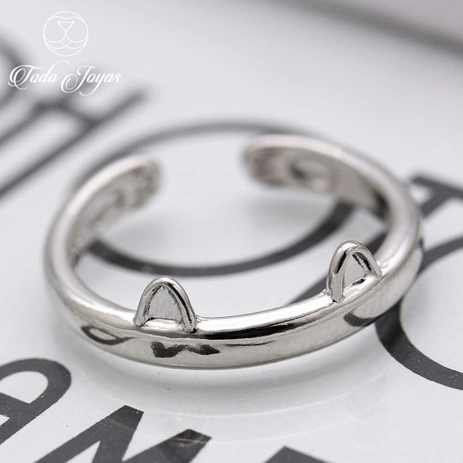 Anillo Orejas Gato Plateado-3