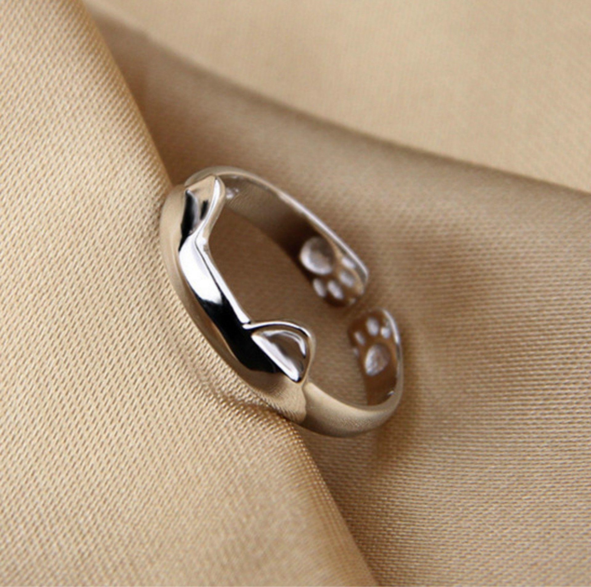Anillo Orejas Gato Plateado-4