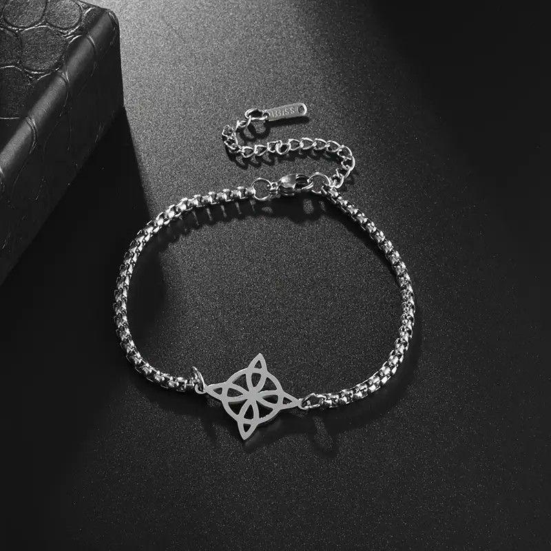 Pulsera Nudo de Bruja Celta Plateada Acero MD1125-6