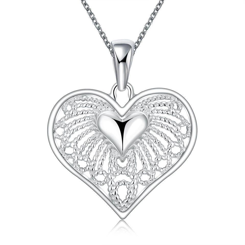 Collar Colgante Corazon Cadenas-0