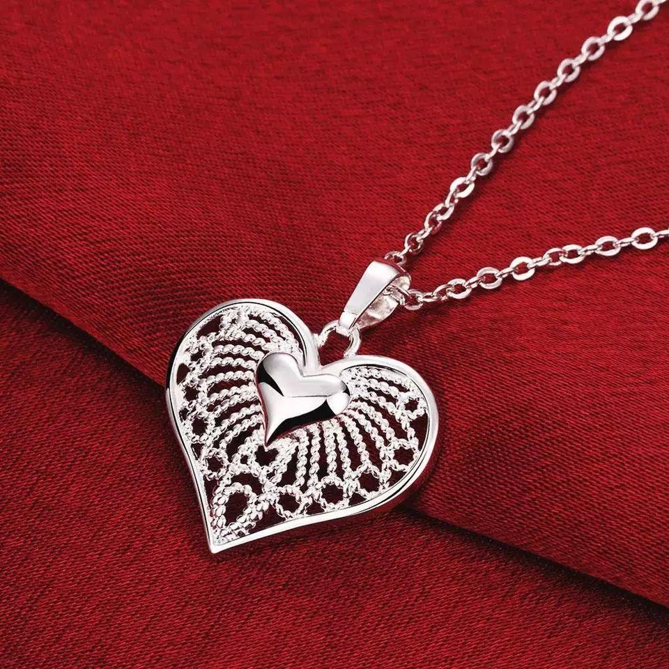 Collar Colgante Corazon Cadenas-2
