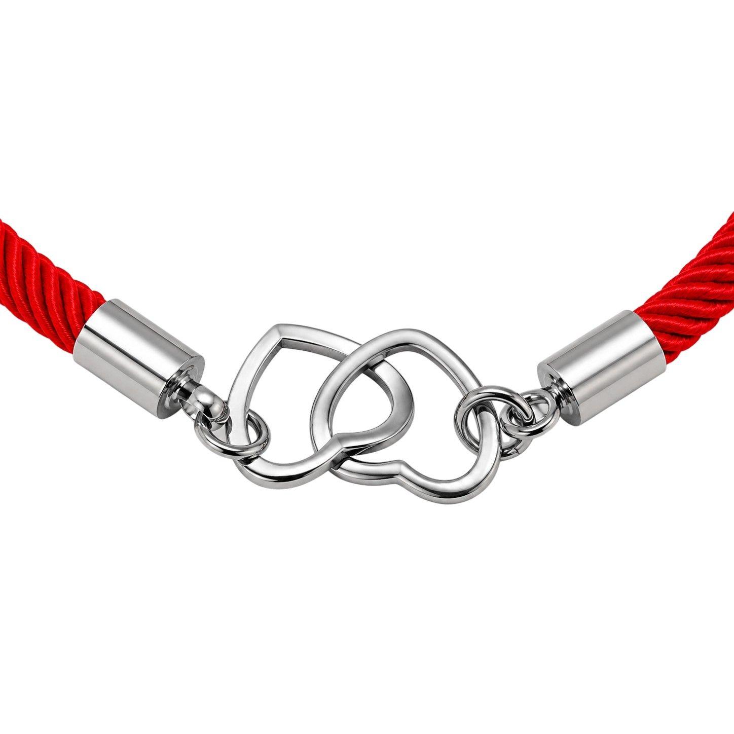 Pulsera Cuerda Roja Corazones Entrelazados-2