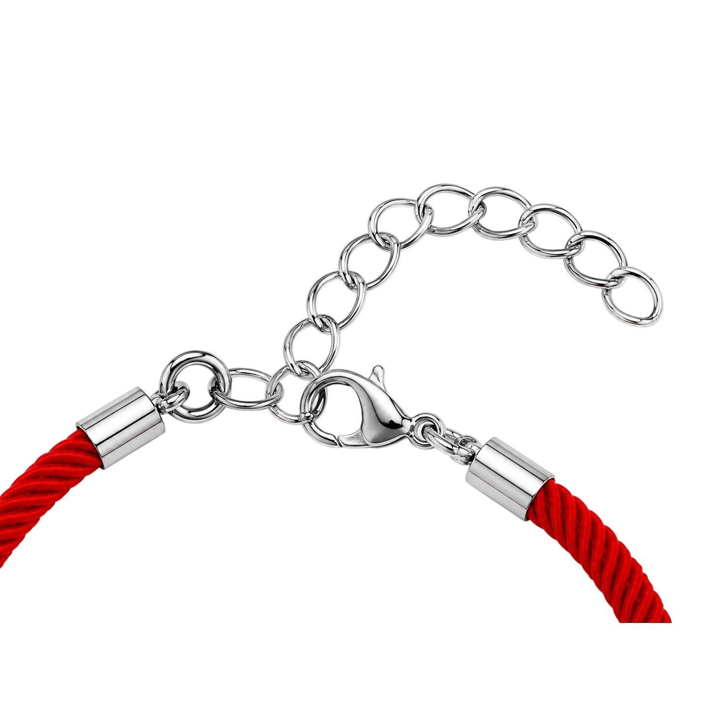 Pulsera Cuerda Roja Corazones Entrelazados-3