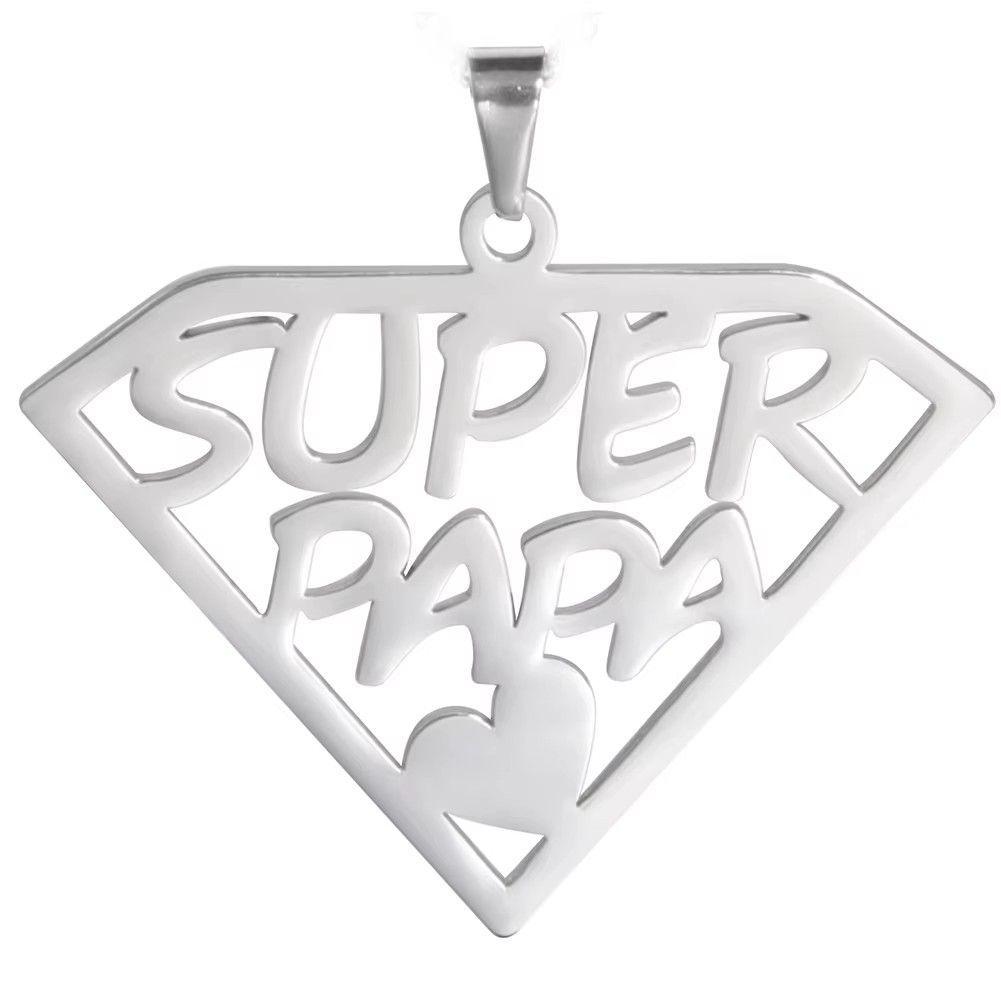 Collar Super Papa Acero Plateado-7