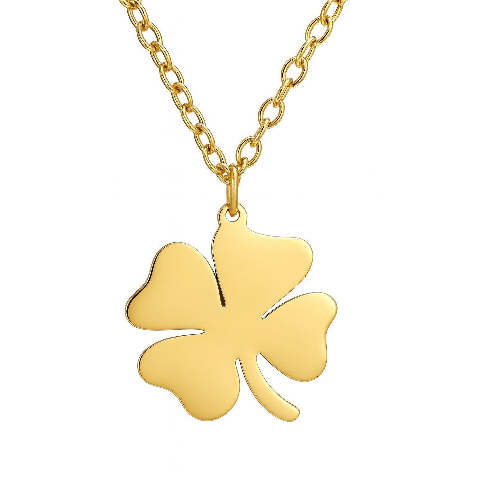 Colgante Collar trébol 4 Hojas 1111 Acero Dorado-0