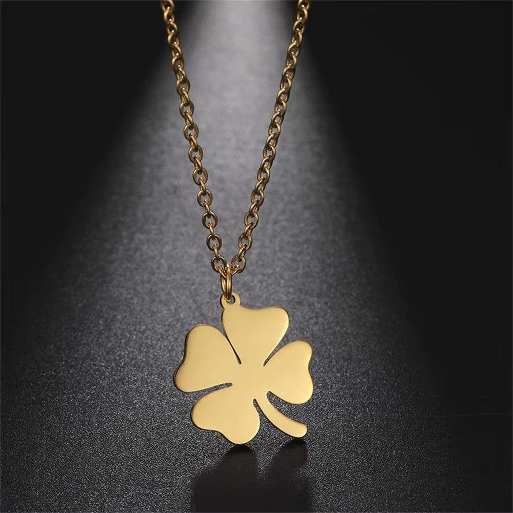 Colgante Collar trébol 4 Hojas 1111 Acero Dorado-3