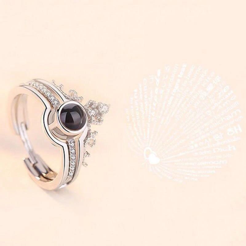 Anillo Te amo en 100 Idiomas Plateado-2
