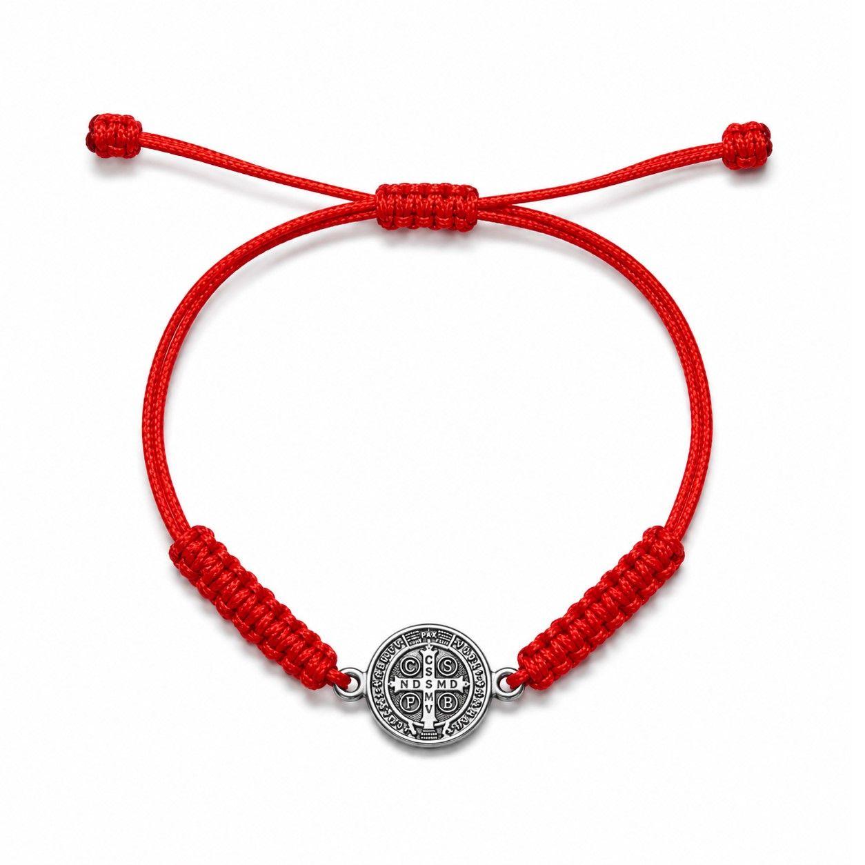 Pulsera Hilo Rojo Trenzado San Benito Abad-0