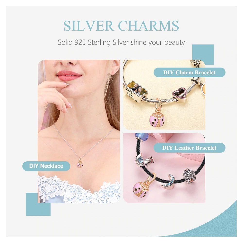 Charm Dije Plata 925 Mariquita Rose Gold-2