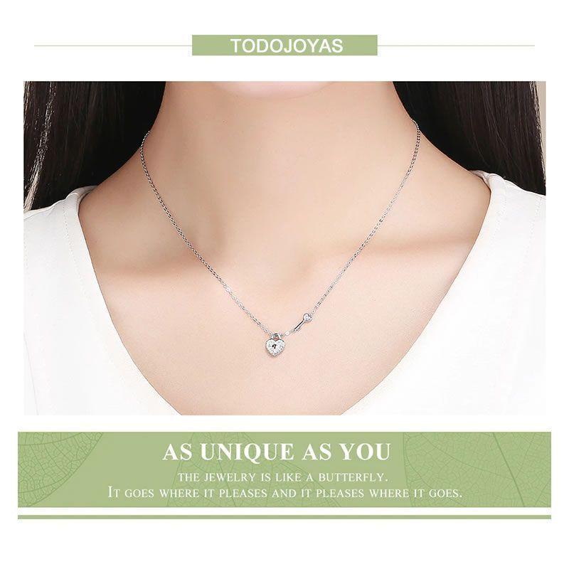 Collar Plata 925 Corazon y Llave-3